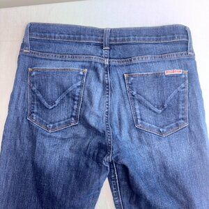 HUDSON JEANS Natalie Mid Rise Ankle Super Skinny Jeans Fray Size 28 Dark Wash